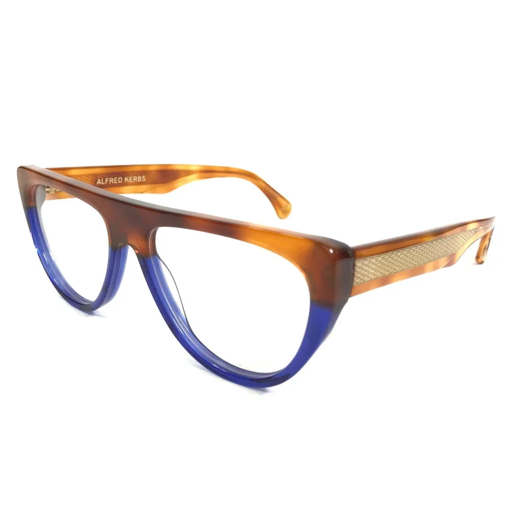 Alfred Kerbs Eyeglasses Frames MASK BLHV Blue Havana Flat Top Full Rim 56-17